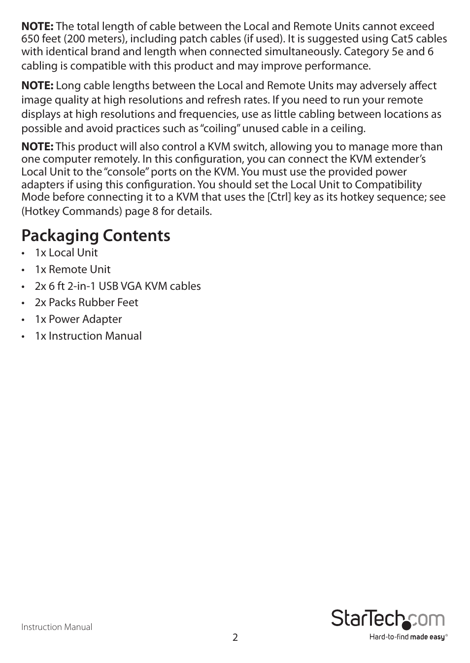 Packaging contents | StarTech.com SV565DUTPU User Manual | Page 5 / 23