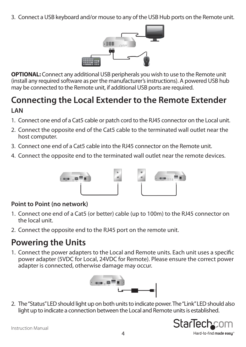 Powering the units | StarTech.com SV565LANDUA User Manual | Page 7 / 19