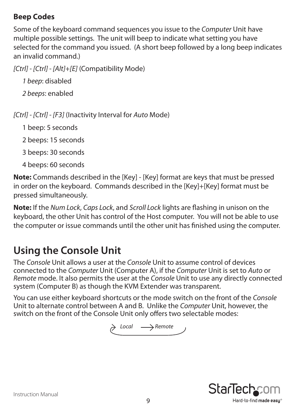 Using the console unit | StarTech.com SV565FXDUSA User Manual | Page 12 / 21