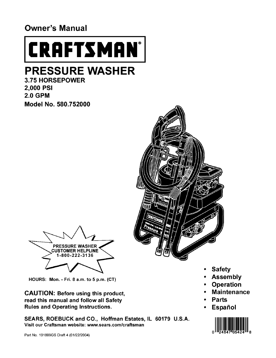 Craftsman 580.752000 User Manual | 40 pages