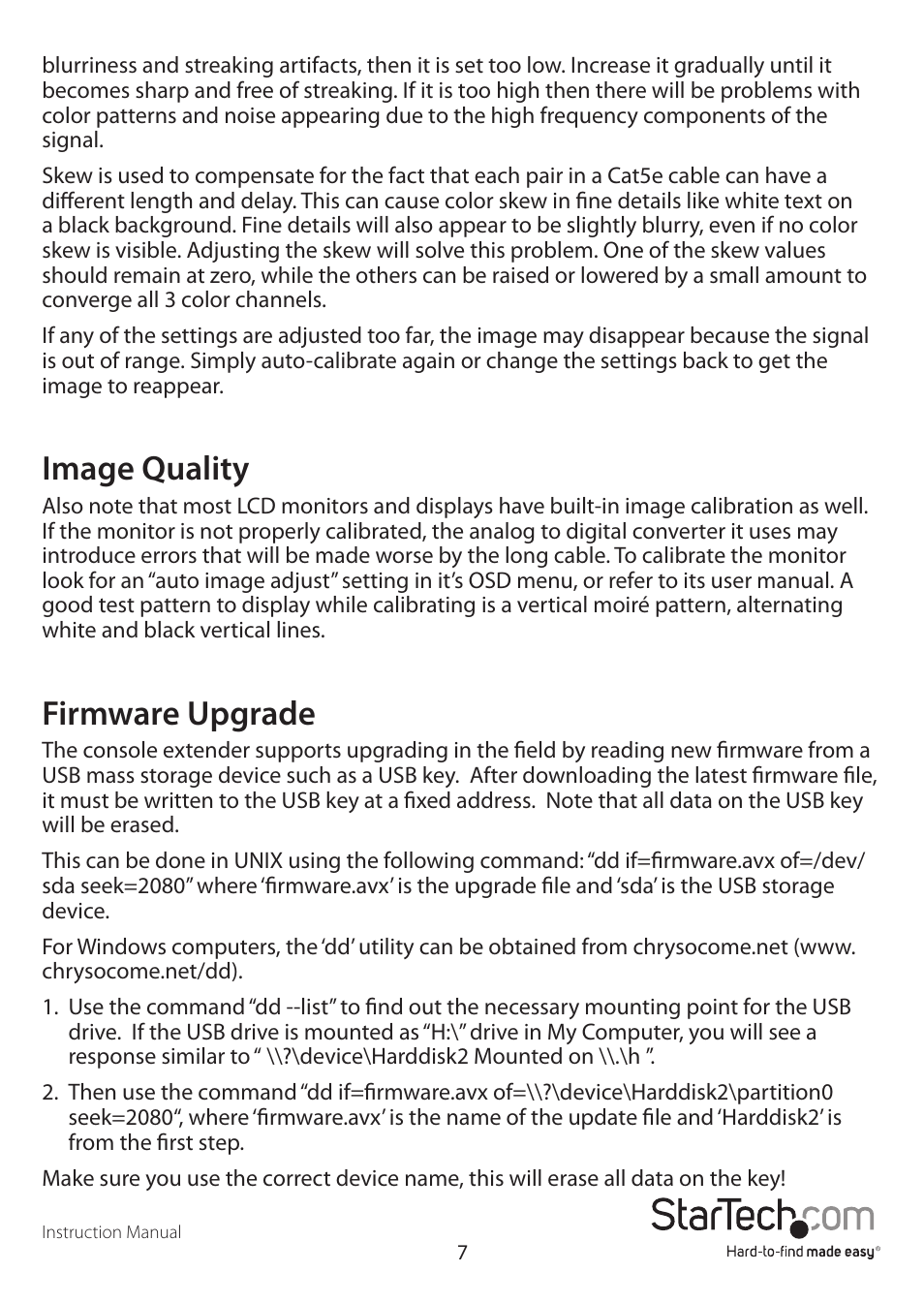 Image quality, Firmware upgrade | StarTech.com SV565USAGB User Manual | Page 10 / 15