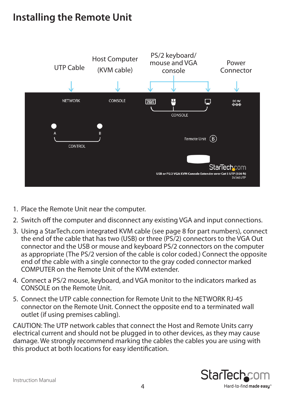 Installing the remote unit | StarTech.com SV565UTP User Manual | Page 7 / 18