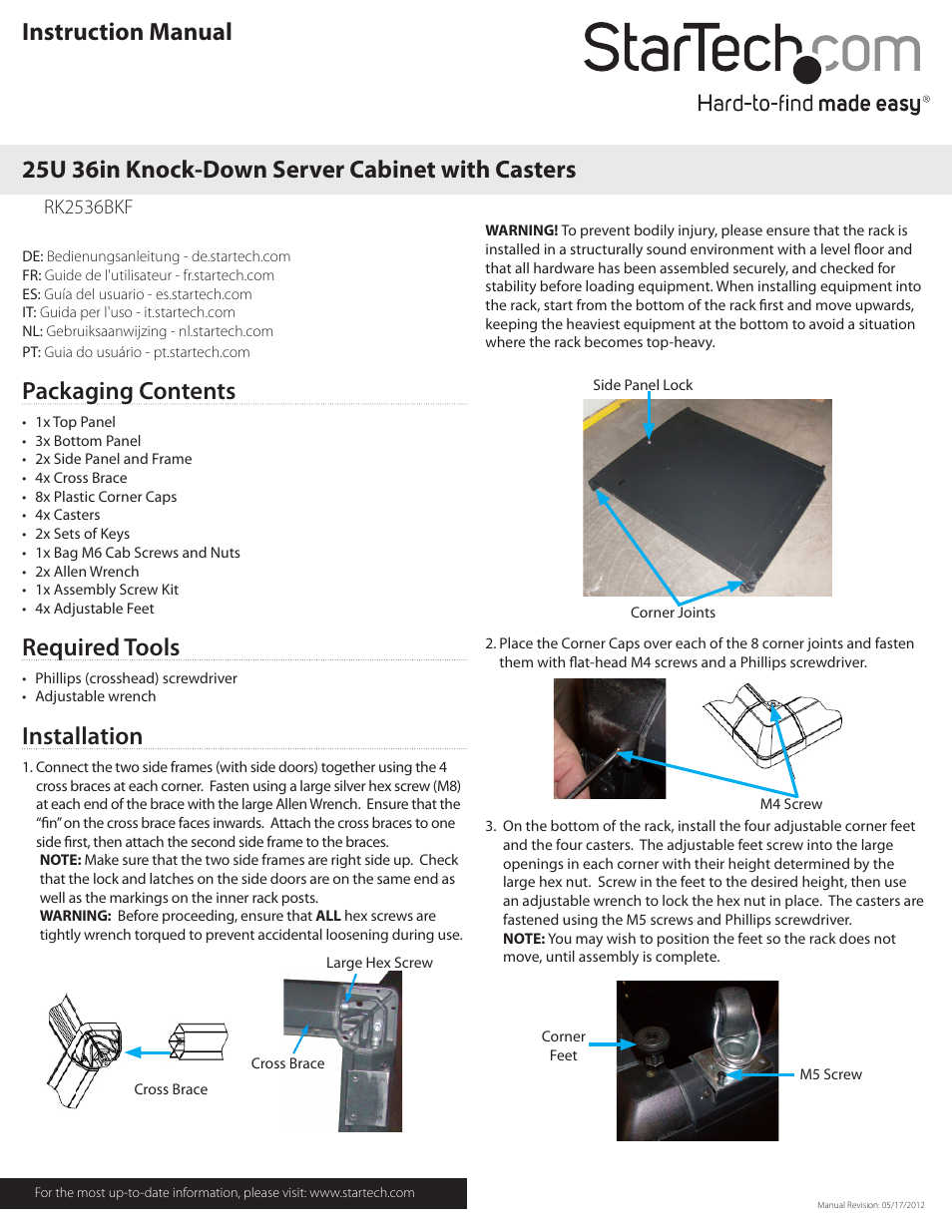 StarTech.com RK2536BKF User Manual | 2 pages