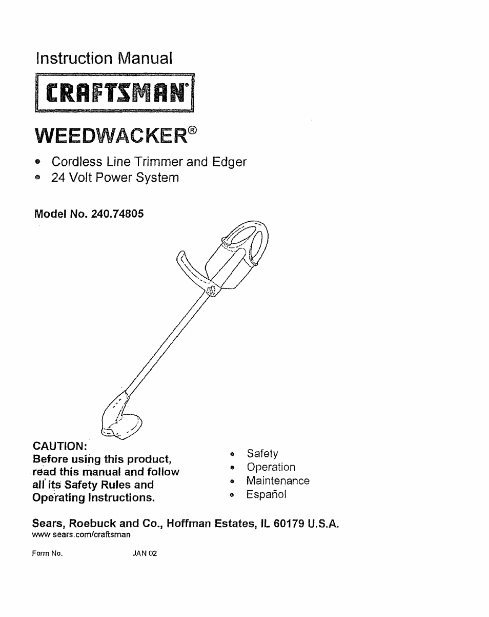 Craftsman 240.74805 User Manual | 12 pages