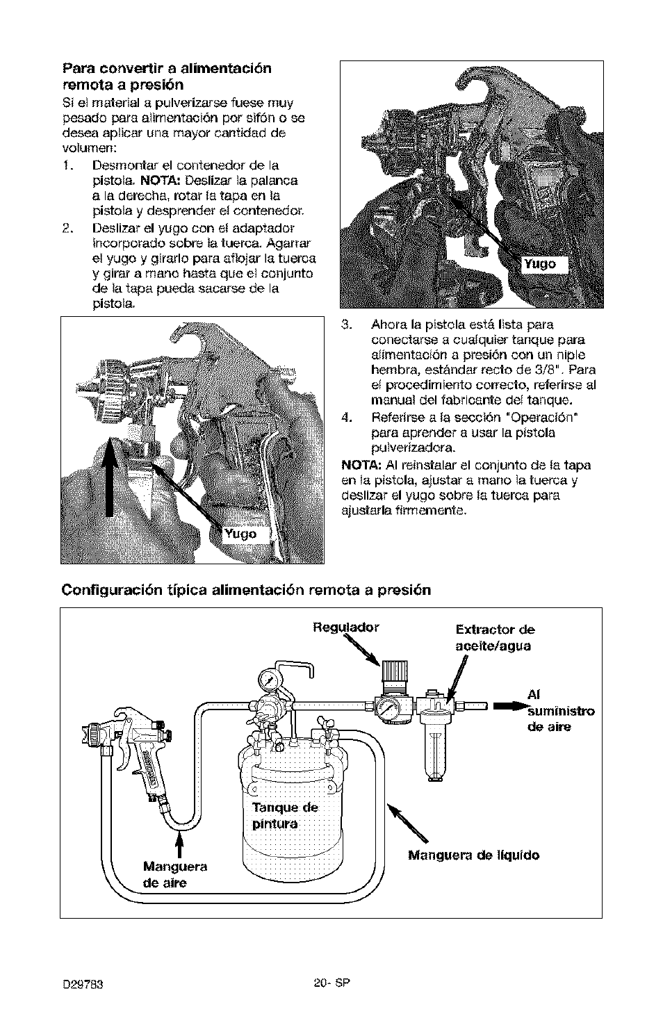 Para convertir a alimentación remota a presión, Configuración típica alimentación remota a presión | Craftsman 919.155190 User Manual | Page 20 / 31