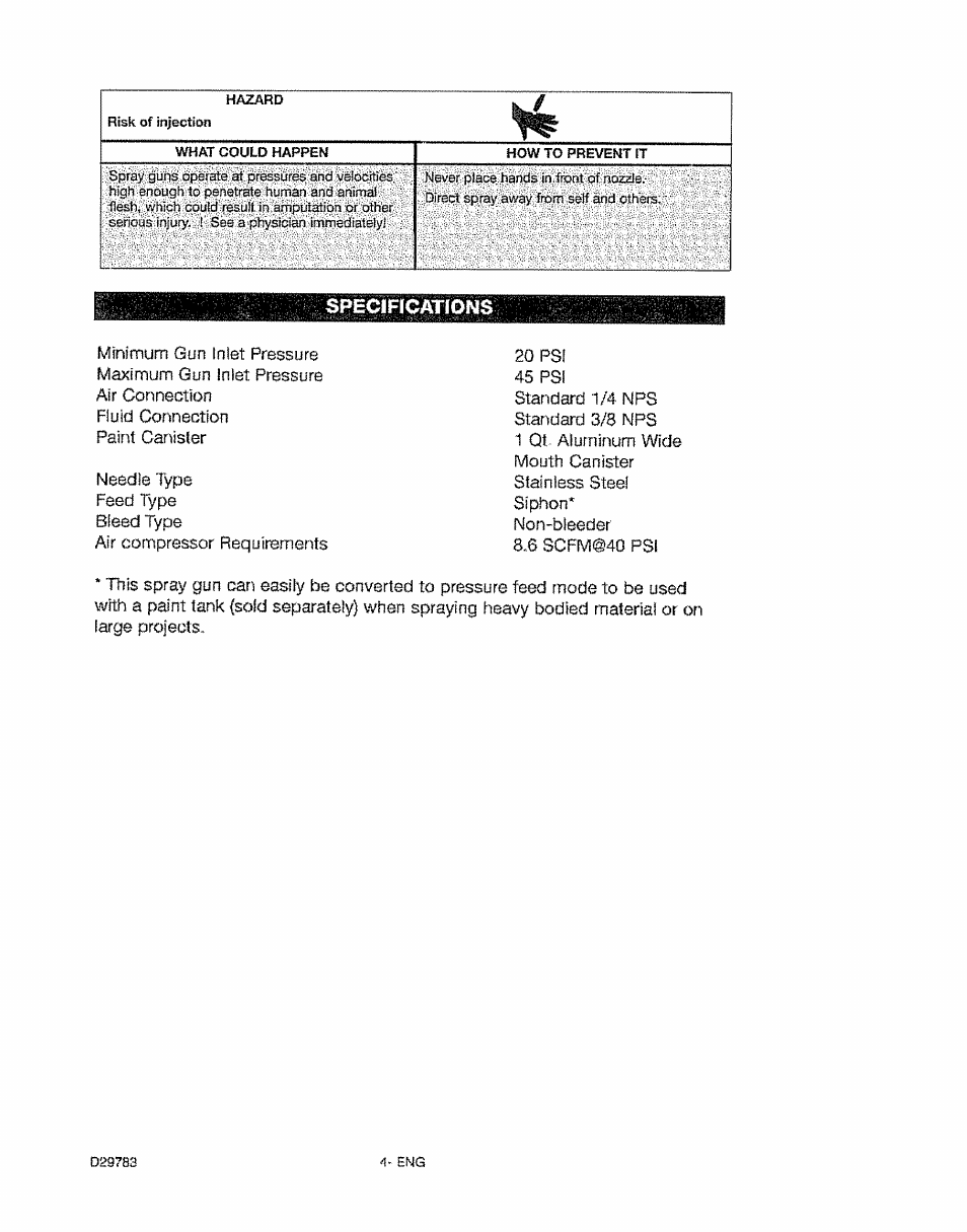Specificatíons | Craftsman 919.155190 User Manual | Page 4 / 31