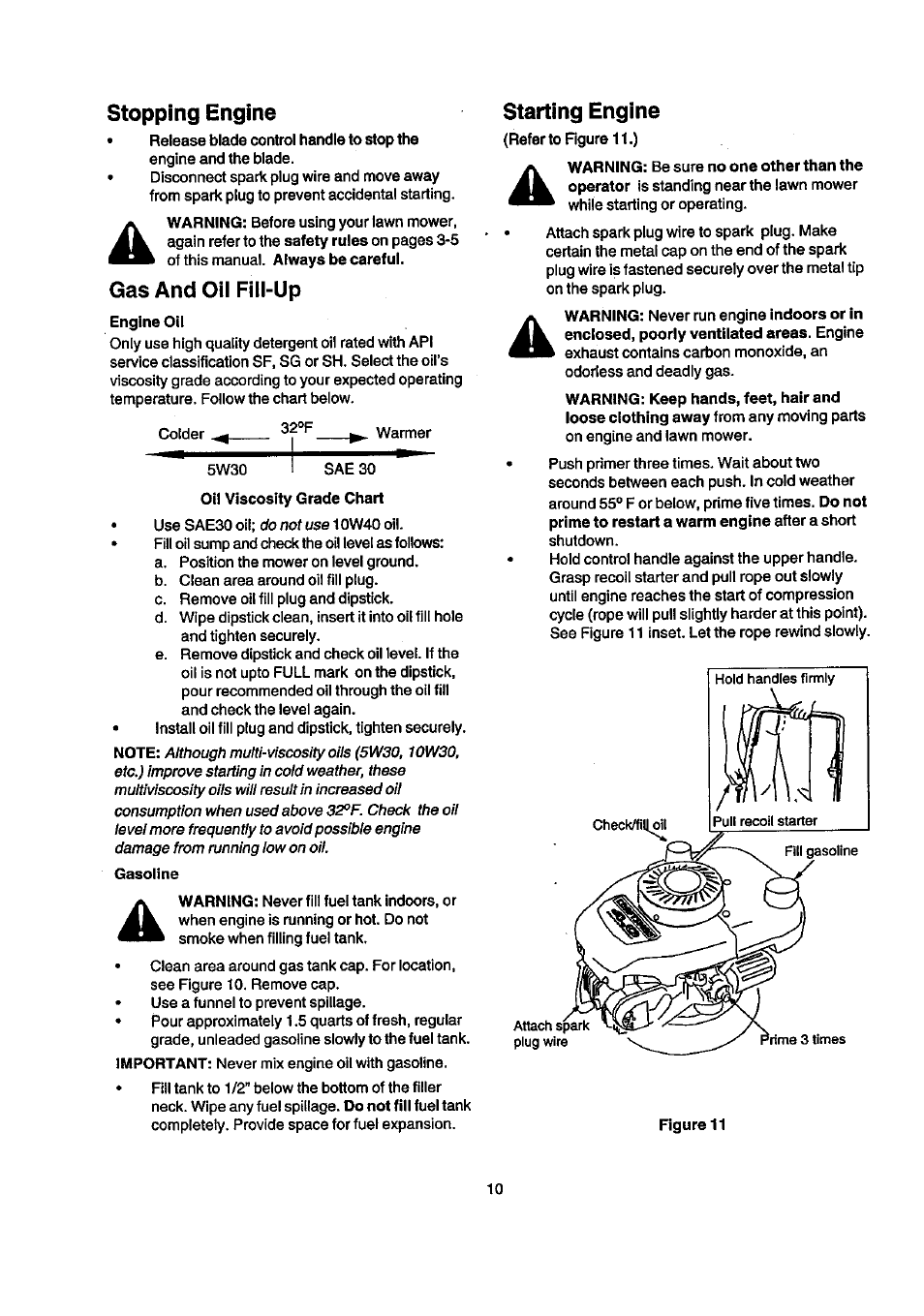 Gas and on fill-up | Craftsman 247.388240 User Manual | Page 10 / 26