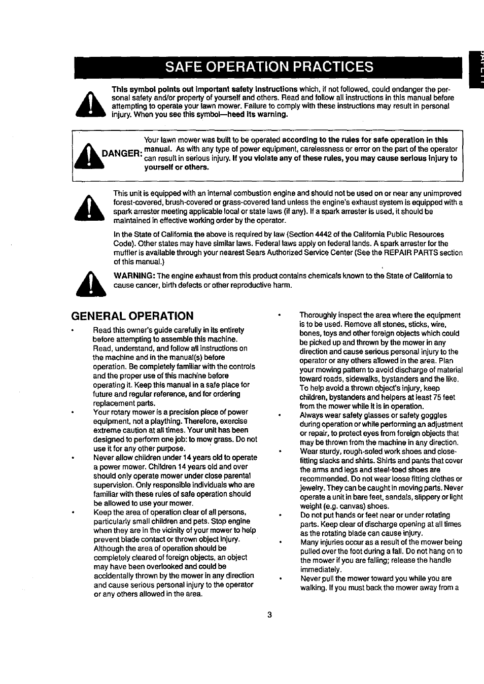 Safe operation practices | Craftsman 247.388240 User Manual | Page 3 / 26