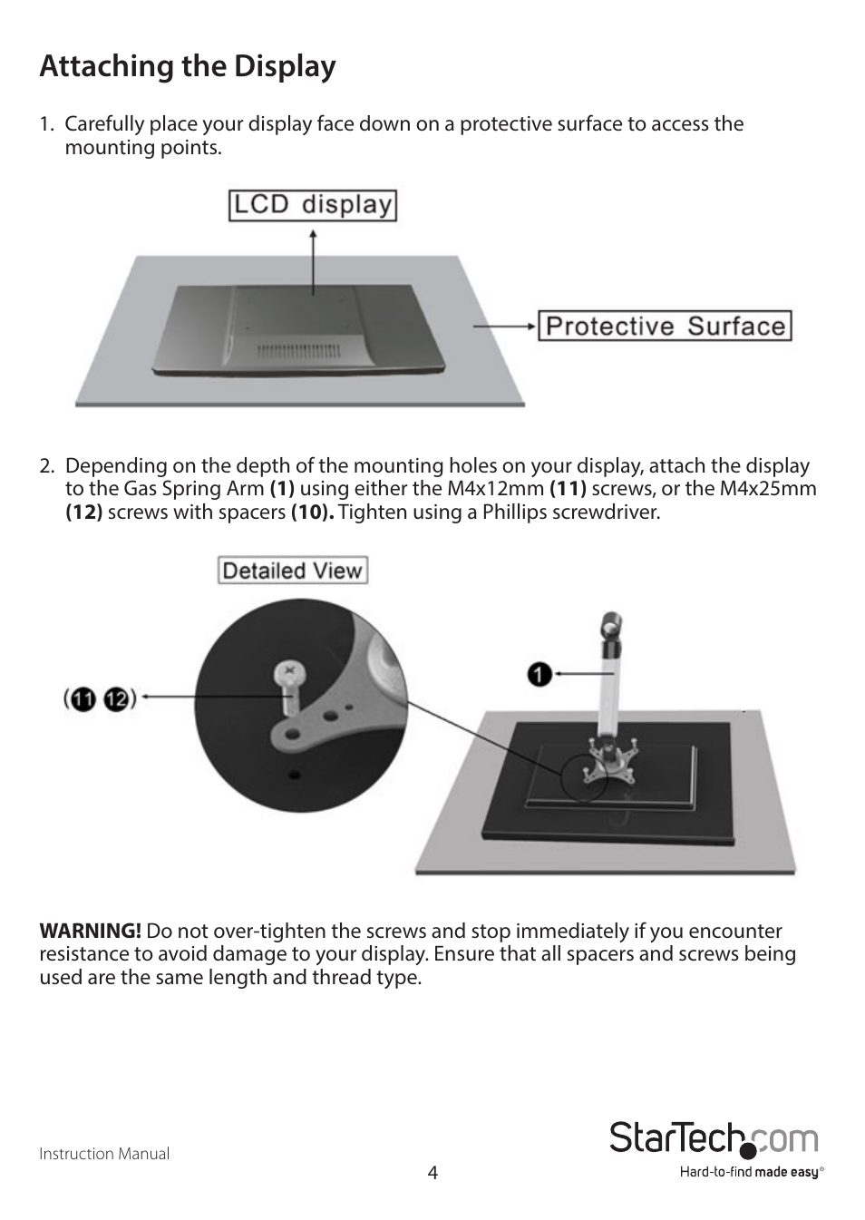 Attaching the display | StarTech.com ARMPIVOTE User Manual | Page 8 / 15