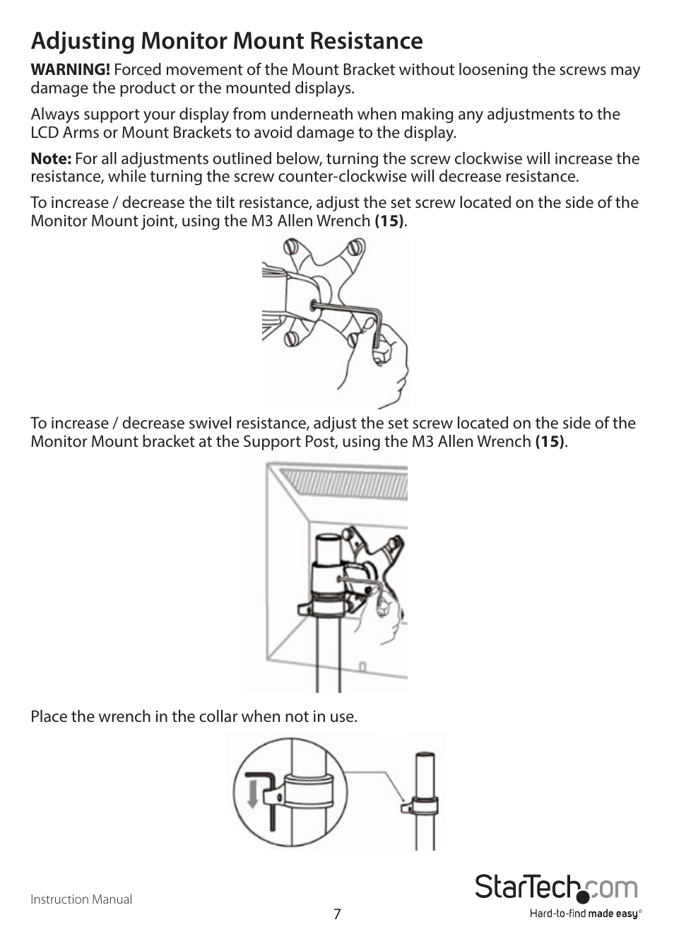 Adjusting monitor mount resistance | StarTech.com ARMPIVOT User Manual | Page 10 / 13