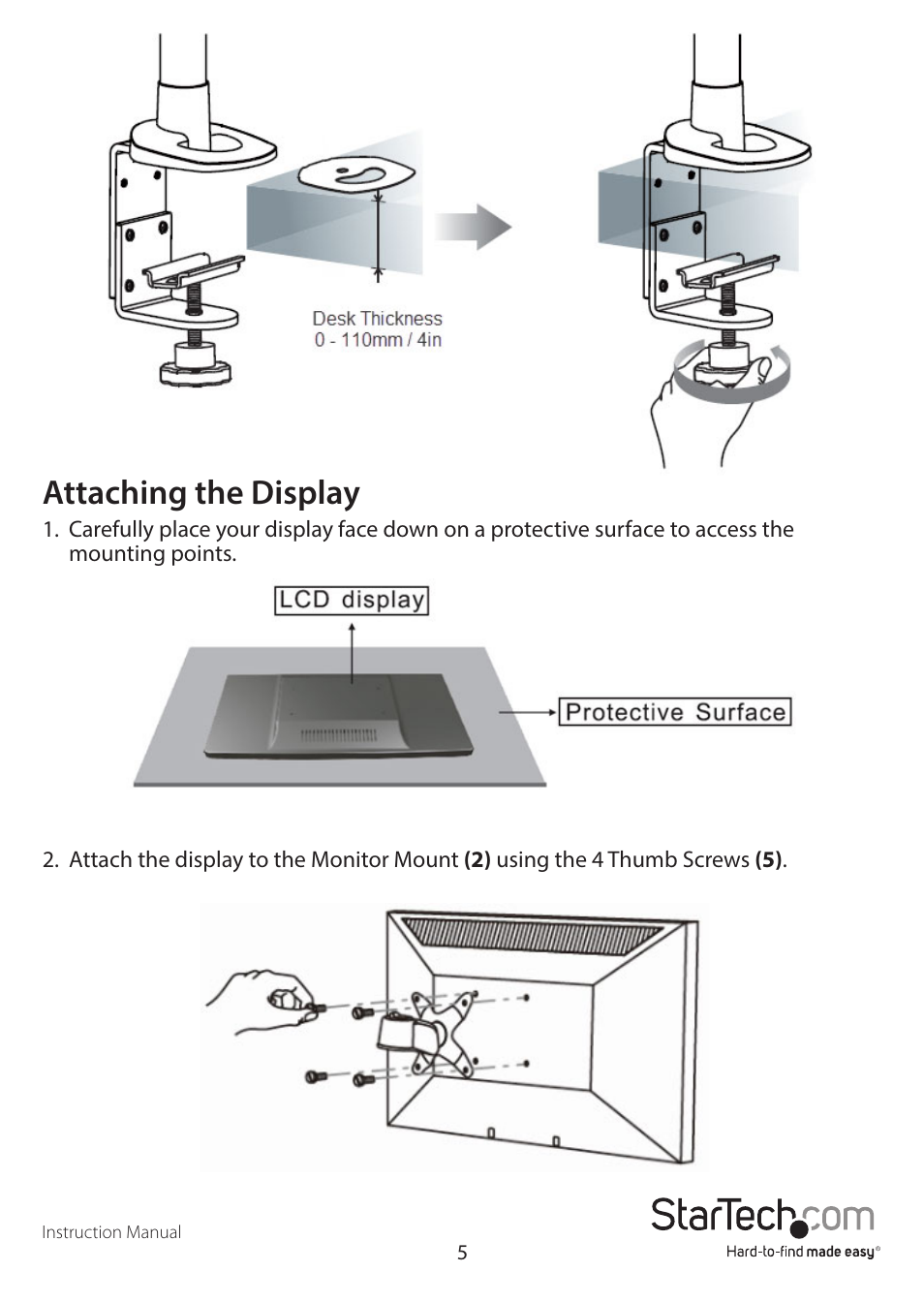 Attaching the display | StarTech.com ARMPIVOT User Manual | Page 8 / 13