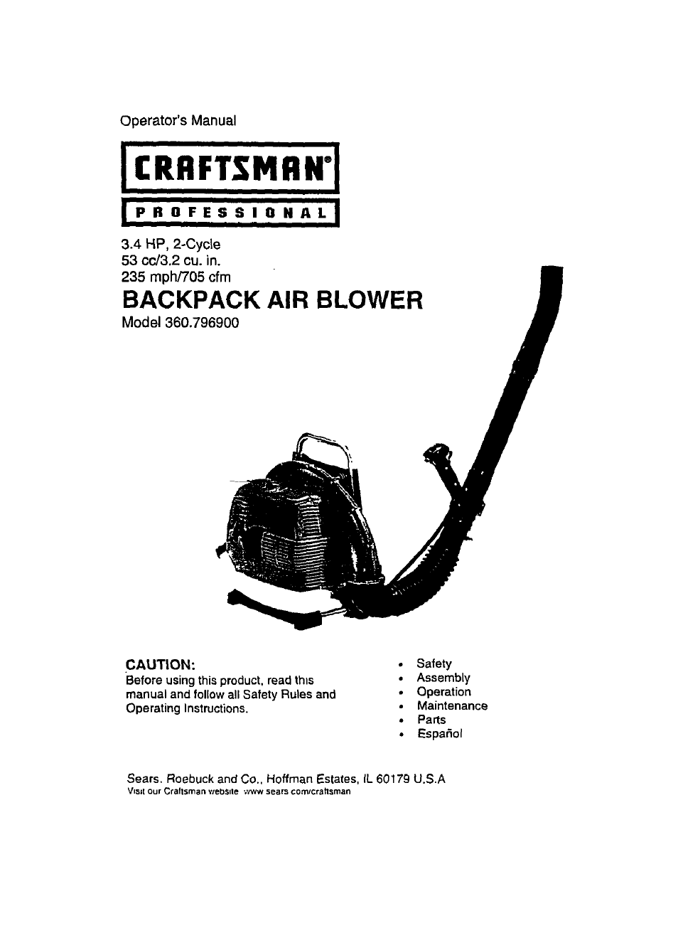 Craftsman 360.796900 User Manual | 16 pages