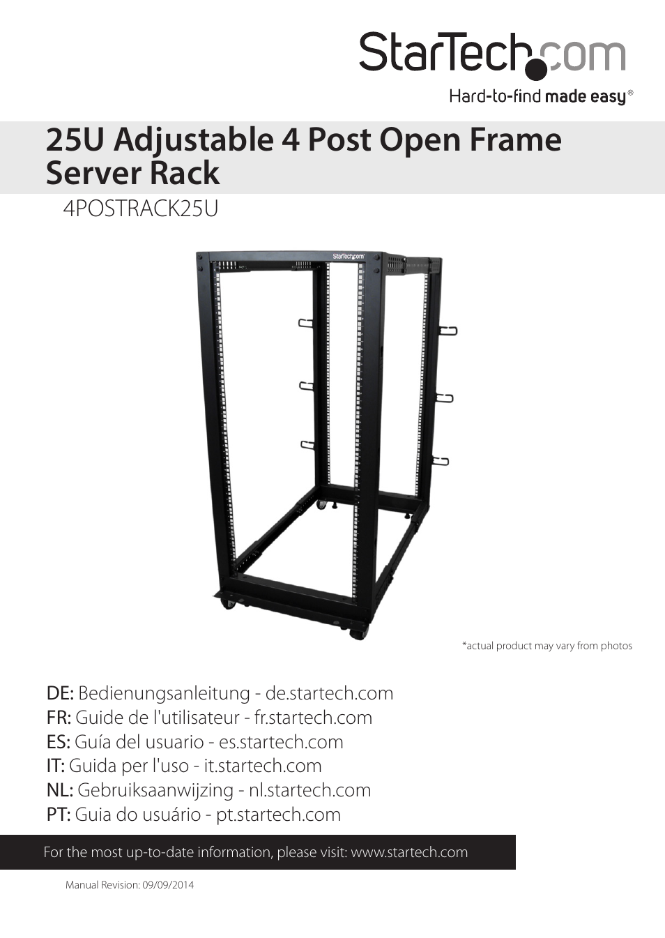 StarTech.com 4POSTRACK25U User Manual | 10 pages