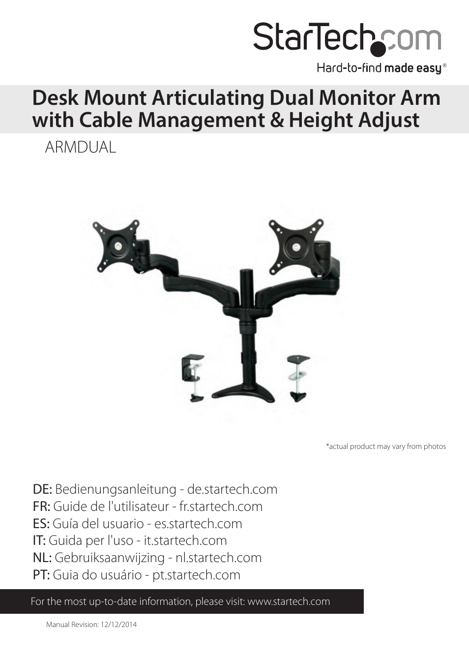 StarTech.com ARMDUAL User Manual | 19 pages