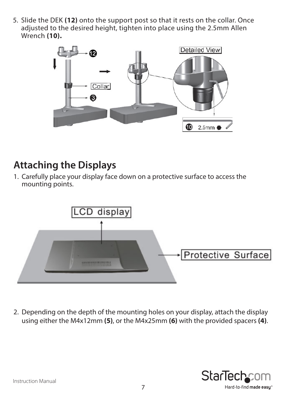 Attaching the displays | StarTech.com ARMDUAL User Manual | Page 10 / 19