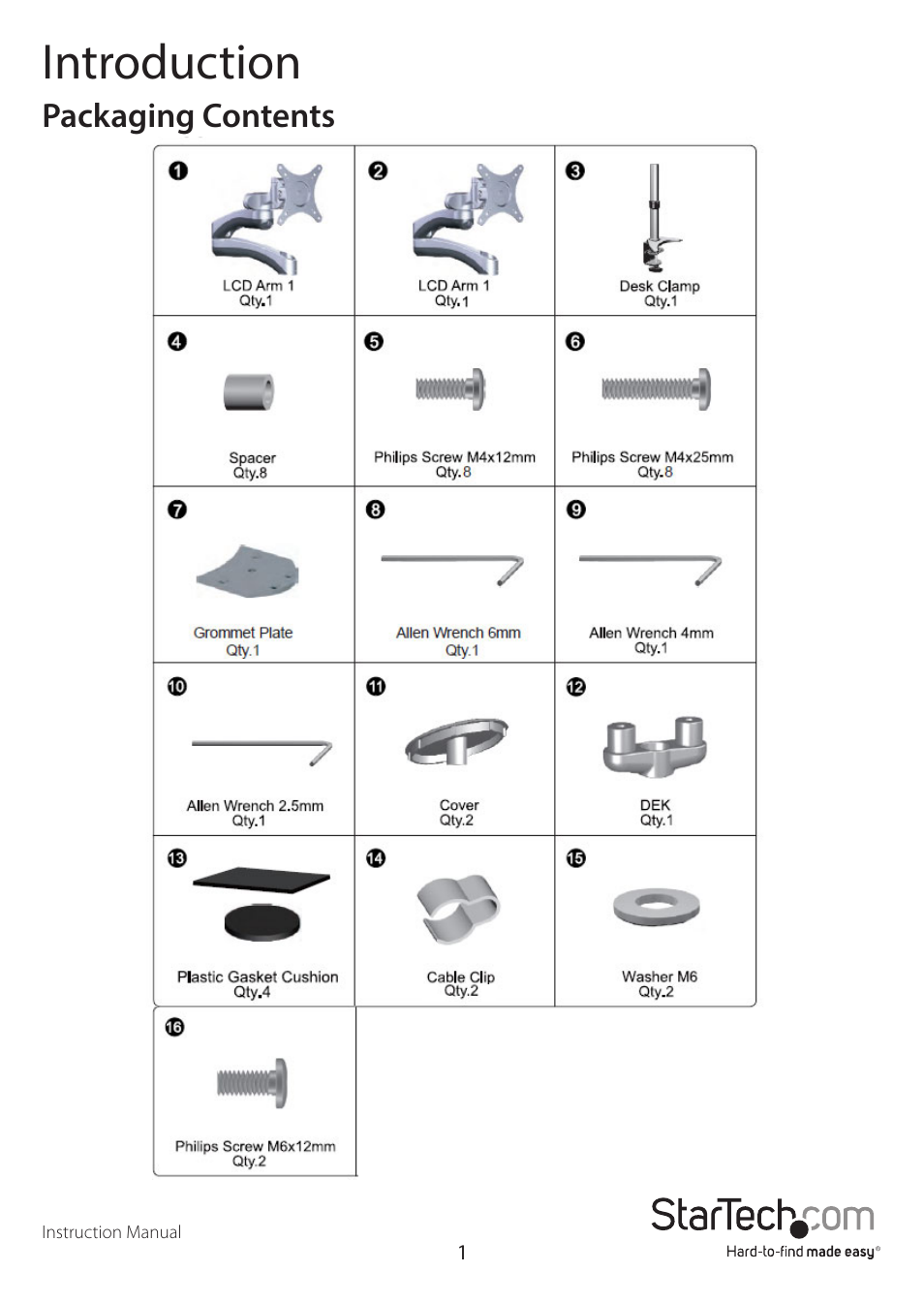 Introduction | StarTech.com ARMDUAL User Manual | Page 4 / 19