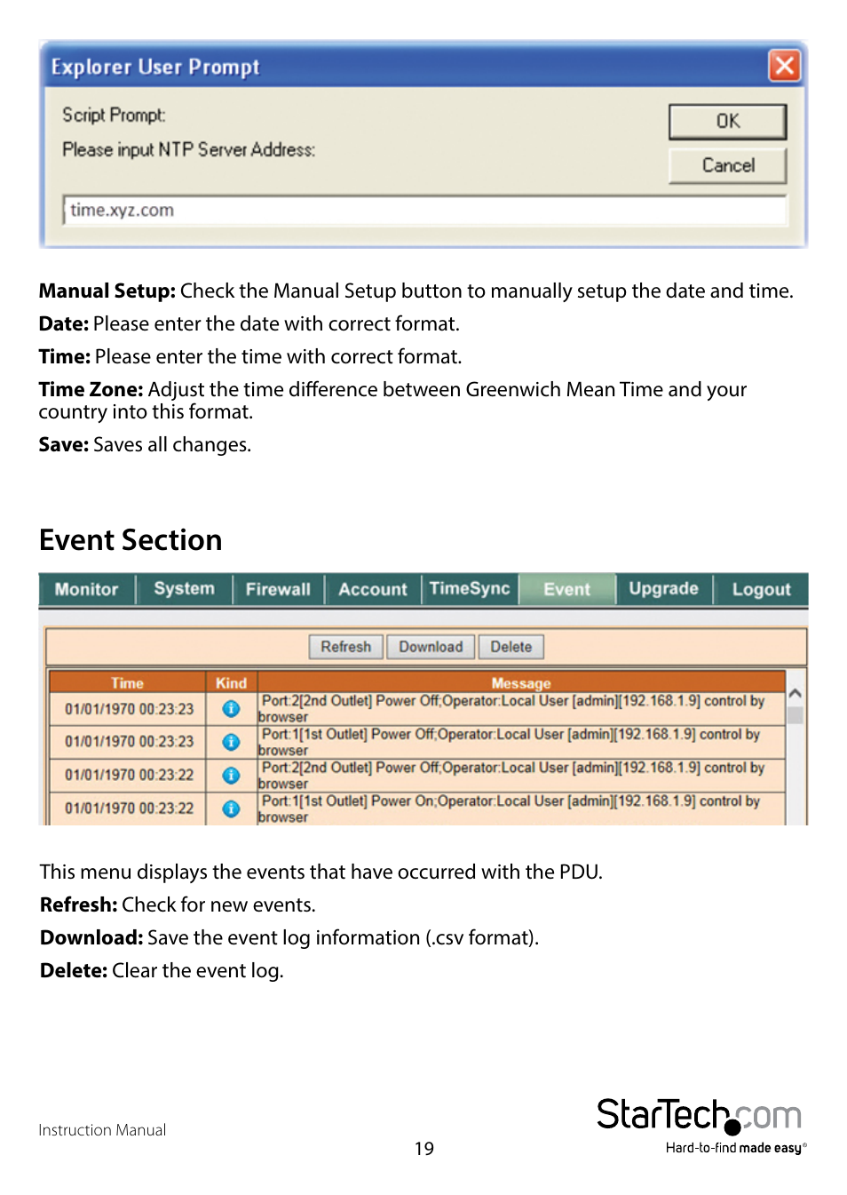 Event section | StarTech.com PDU02IPSC Manual User Manual | Page 23 / 29