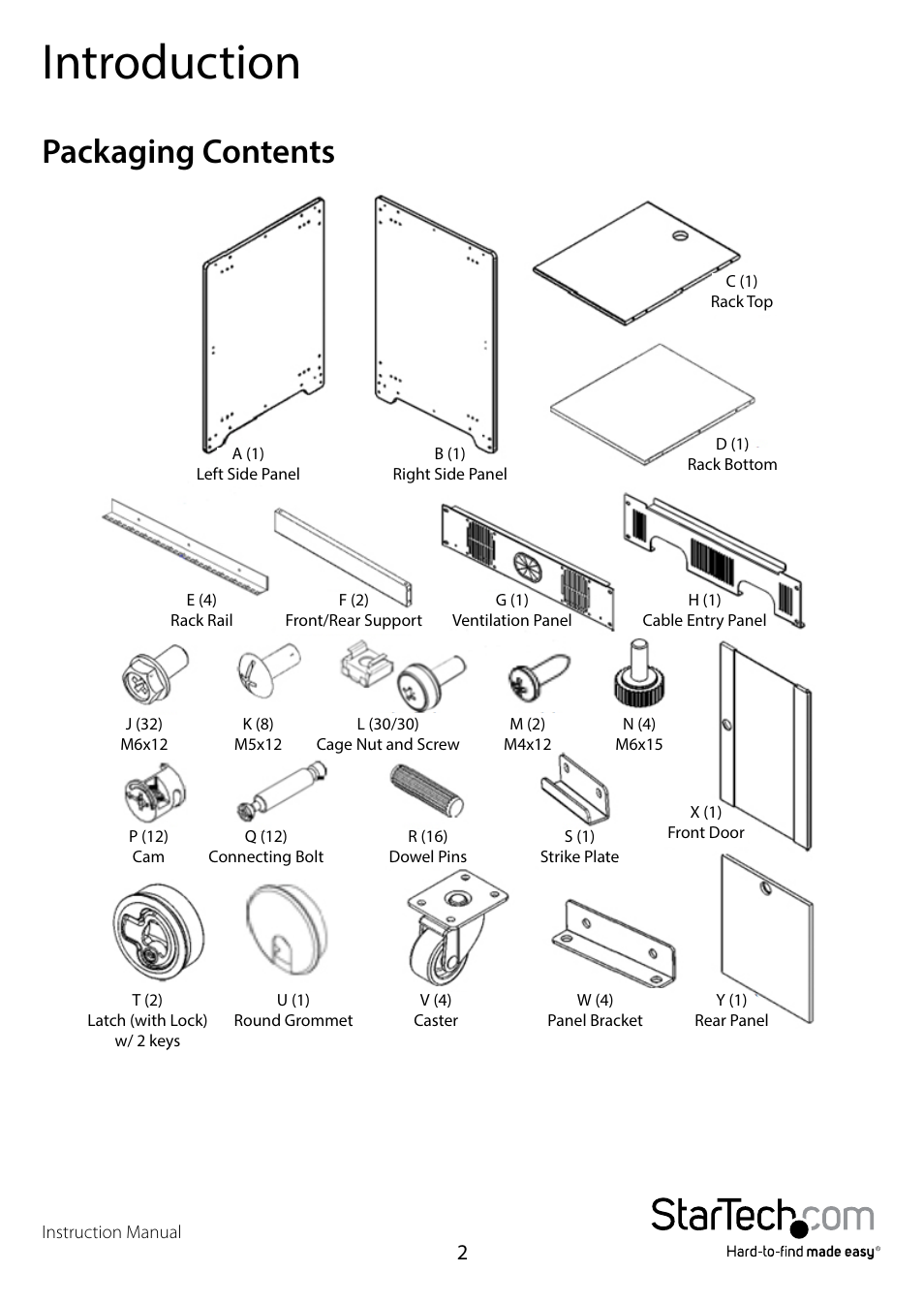 Introduction, Packaging contents | StarTech.com RKWOODCAB12 User Manual | Page 4 / 14