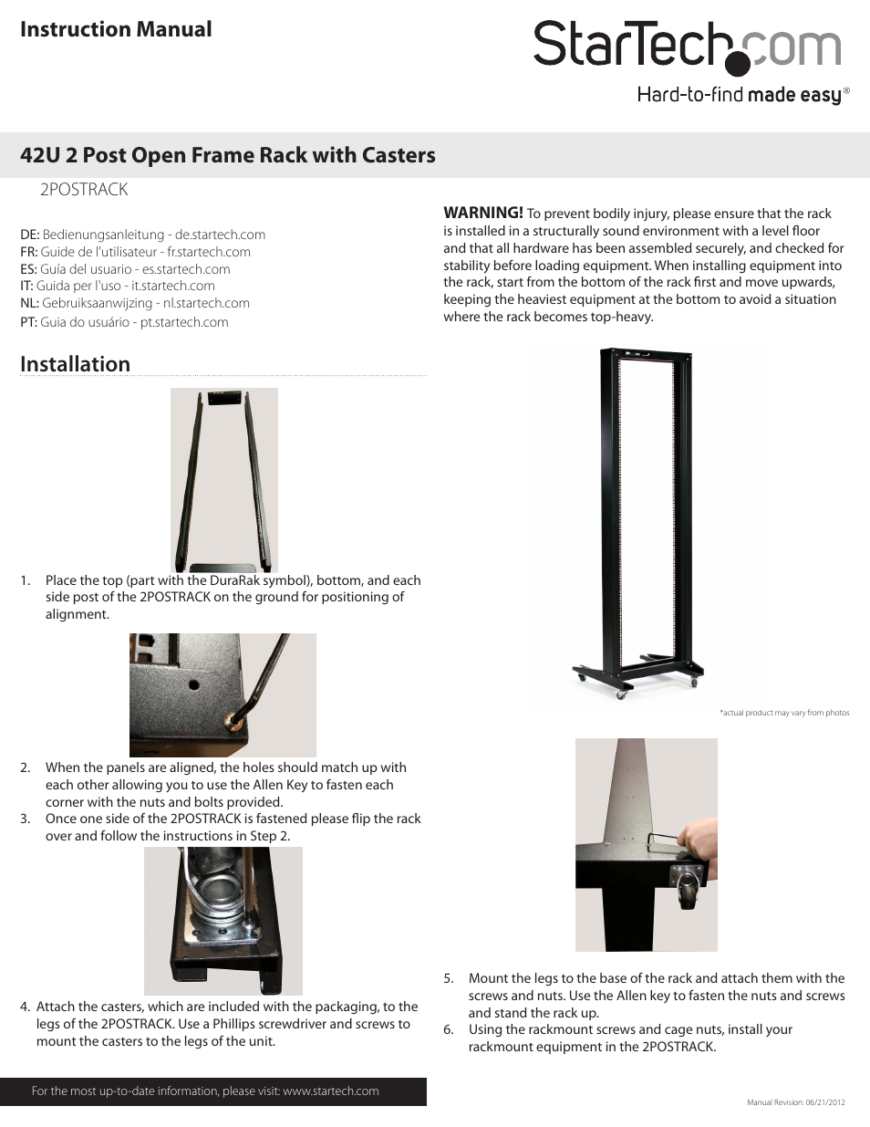 StarTech.com 2POSTRACK User Manual | 2 pages