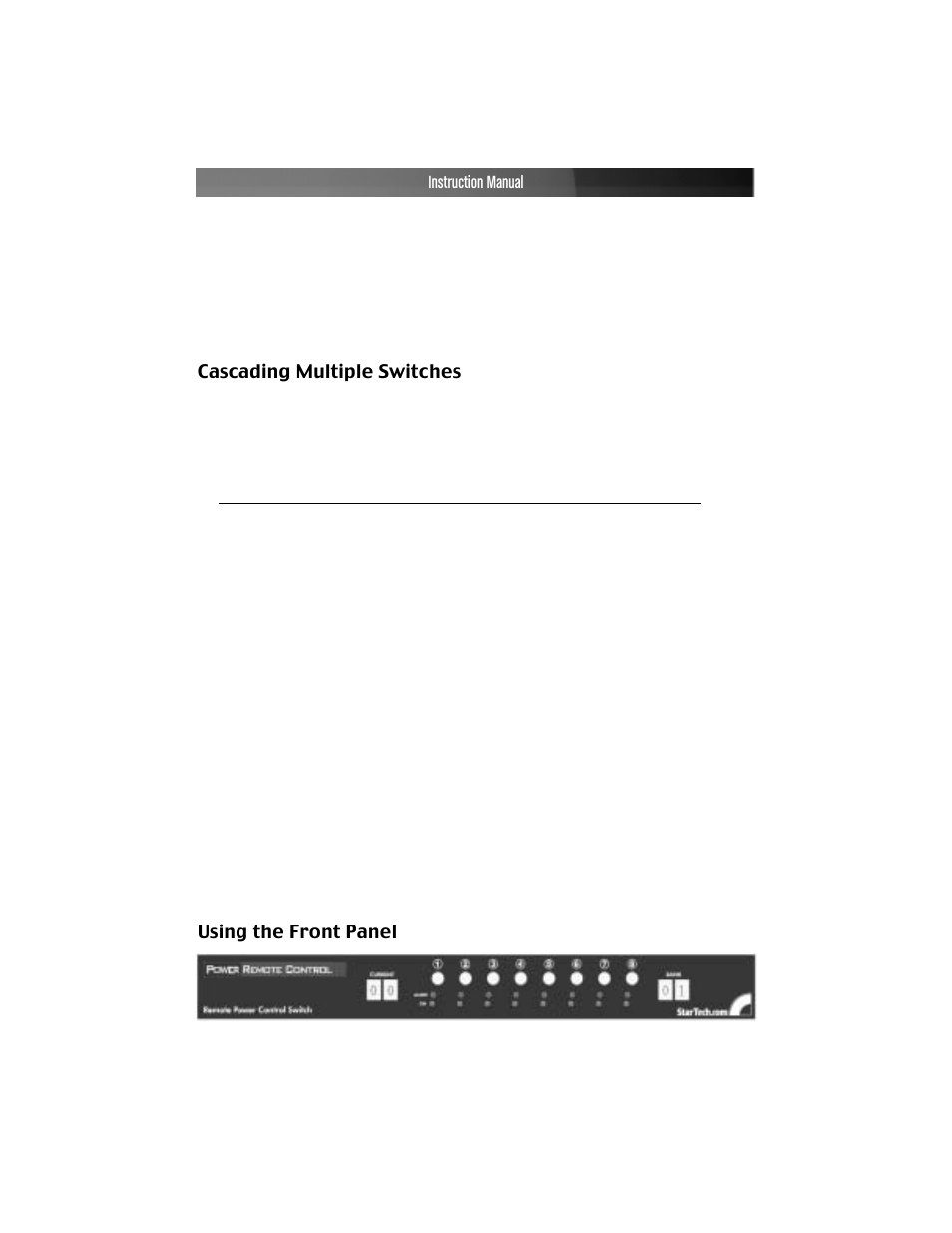 Cascading multiple switches, Using the front panel instruction manual | StarTech.com PCM815SHNA User Manual | Page 6 / 21