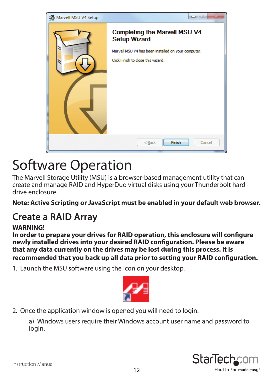 Software operation, Create a raid array | StarTech.com S354SMTB2R User Manual | Page 15 / 26