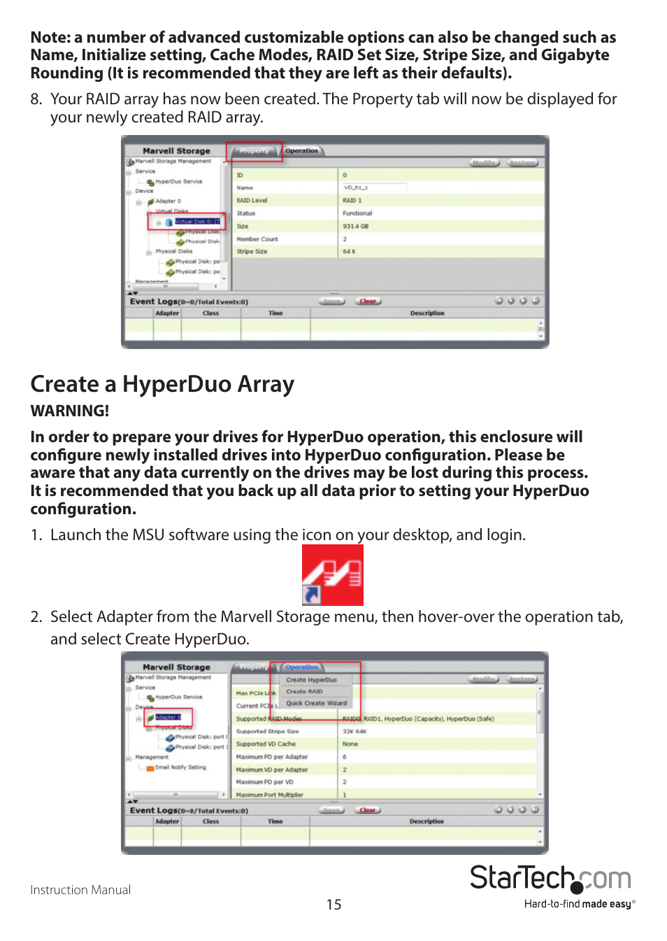 Create a hyperduo array | StarTech.com S354SMTB2R User Manual | Page 18 / 26