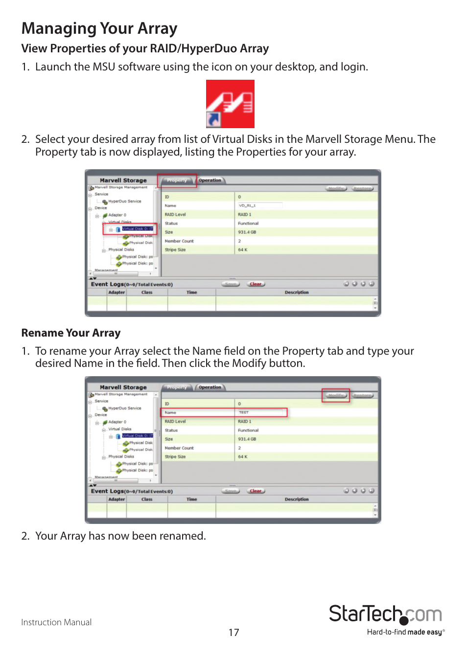 Managing your array | StarTech.com S354SMTB2R User Manual | Page 20 / 26