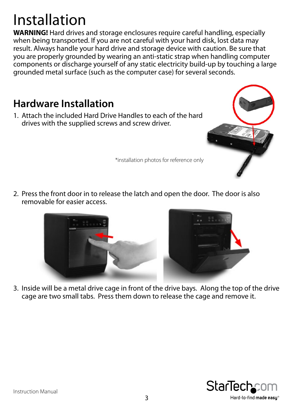 Installation, Hardware installation | StarTech.com SAT3540U3ER User Manual | Page 6 / 13