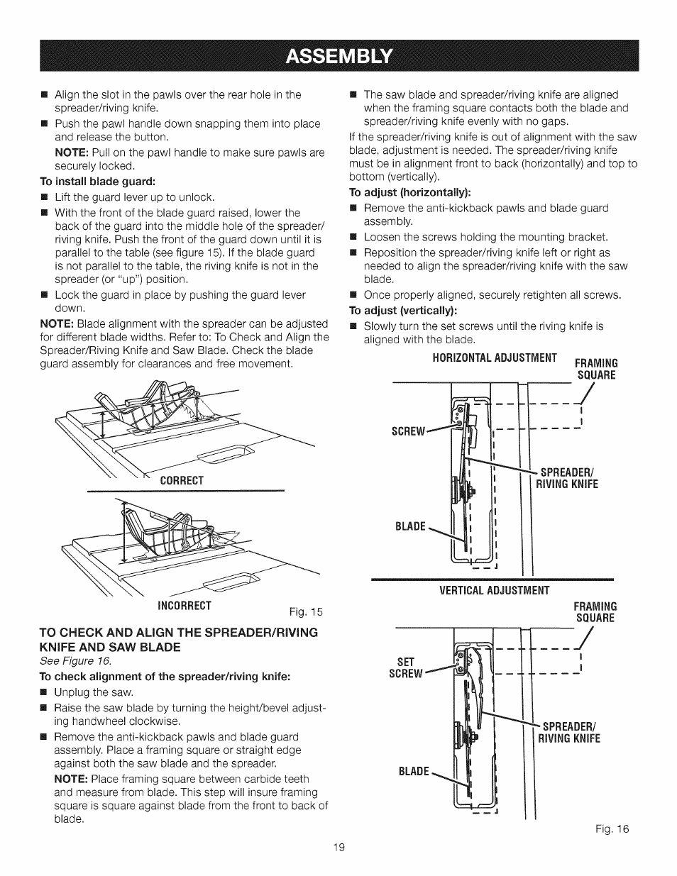 Assembl | Craftsman 315.284620 User Manual | Page 19 / 52