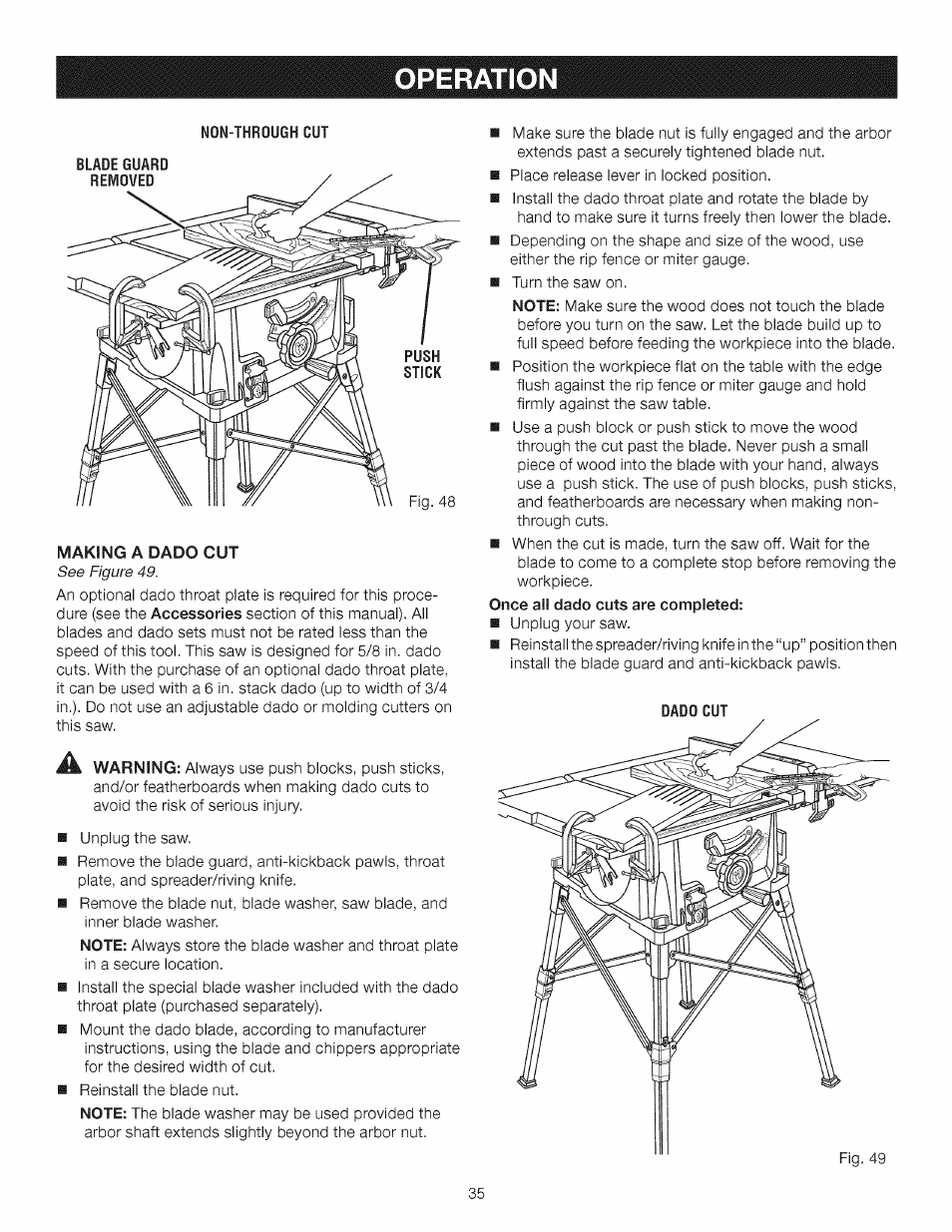 Operation | Craftsman 315.284620 User Manual | Page 35 / 52