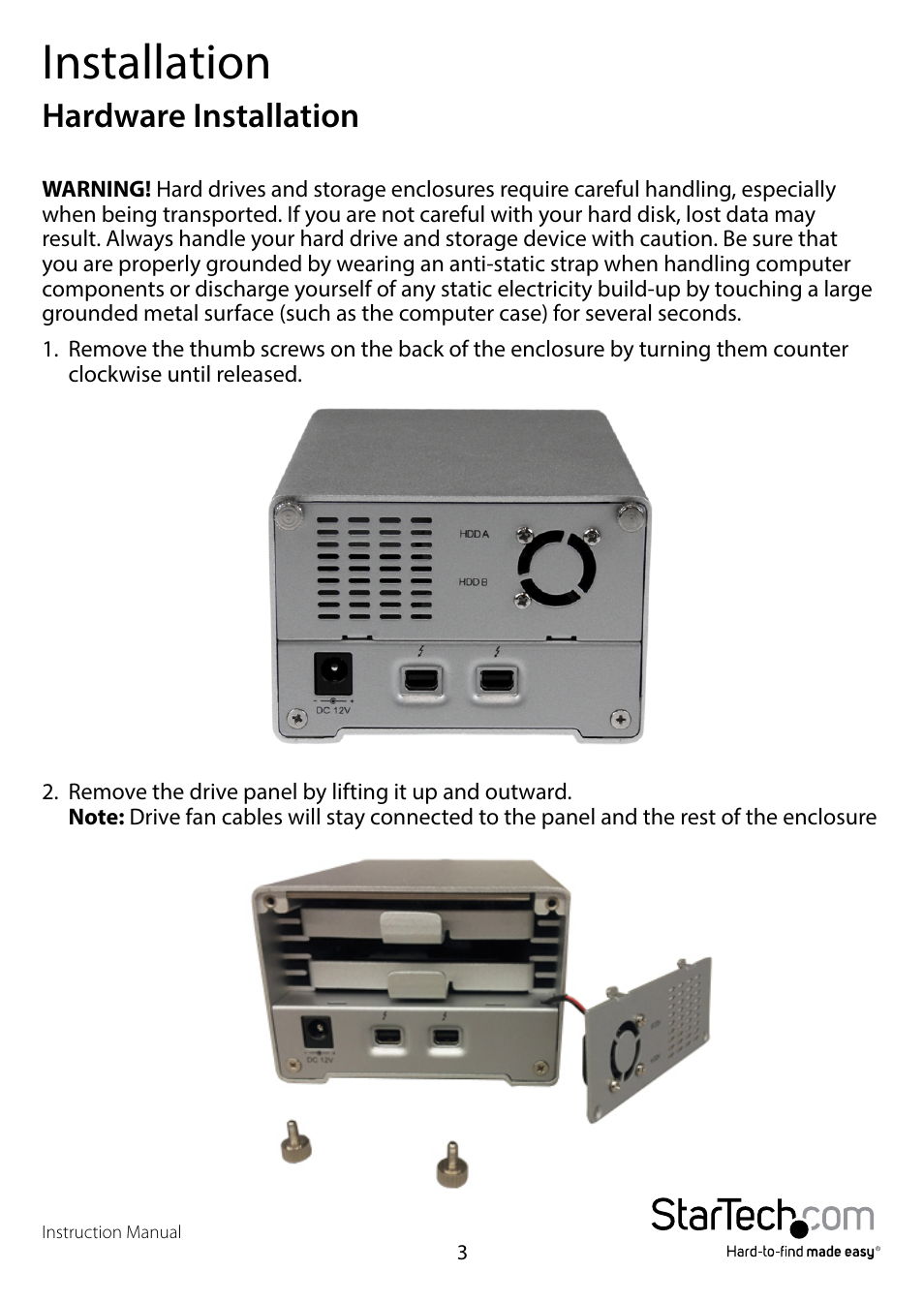 Installation, Hardware installation | StarTech.com S252SMTB3 User Manual | Page 6 / 12