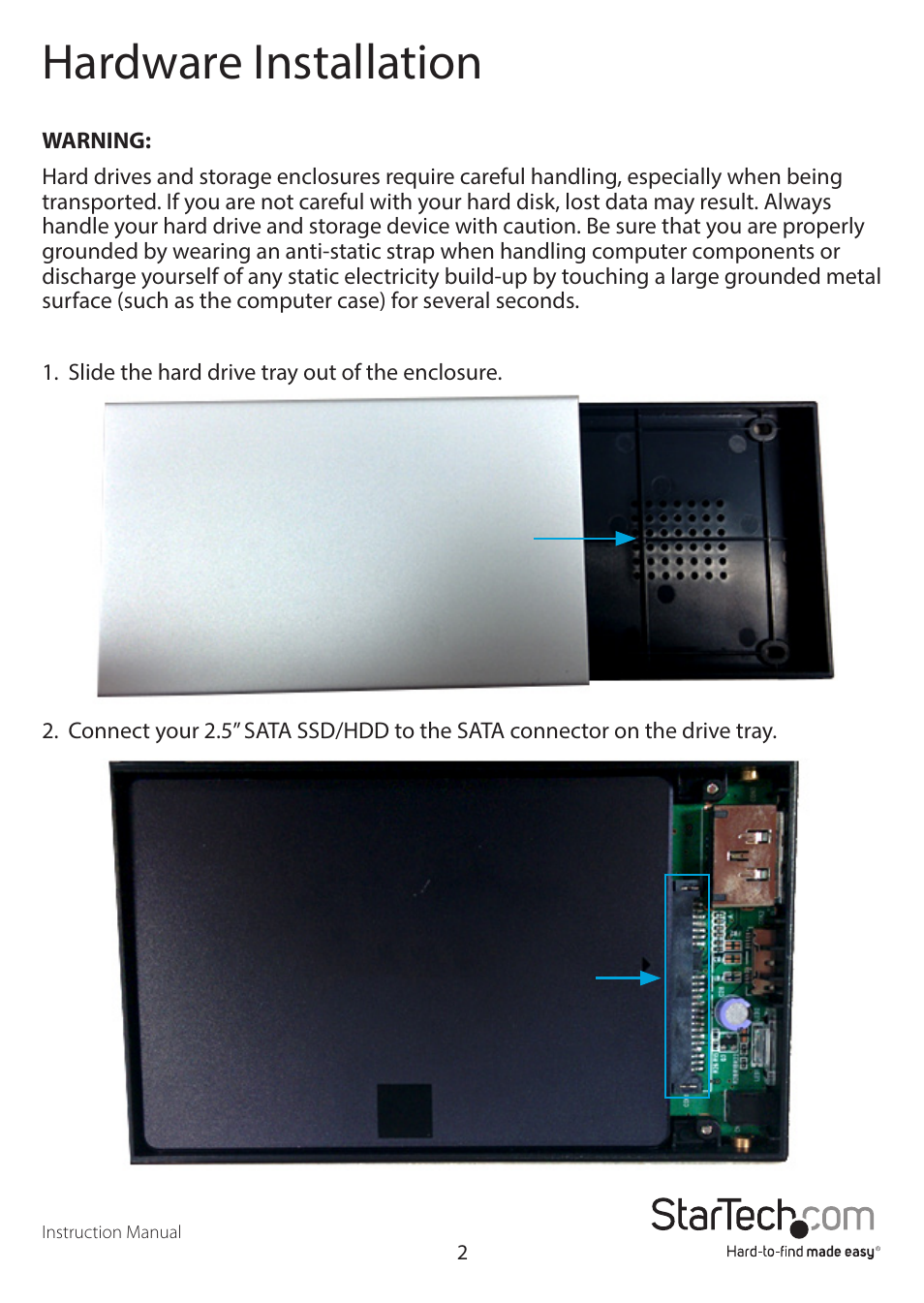 Hardware installation | StarTech.com S251SMU33EP User Manual | Page 5 / 12