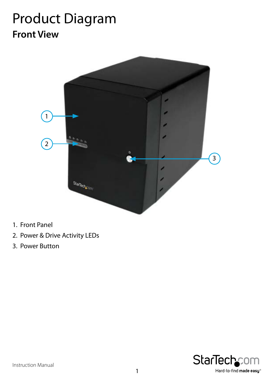 Product diagram, Front view | StarTech.com S3540BU33E User Manual | Page 4 / 14