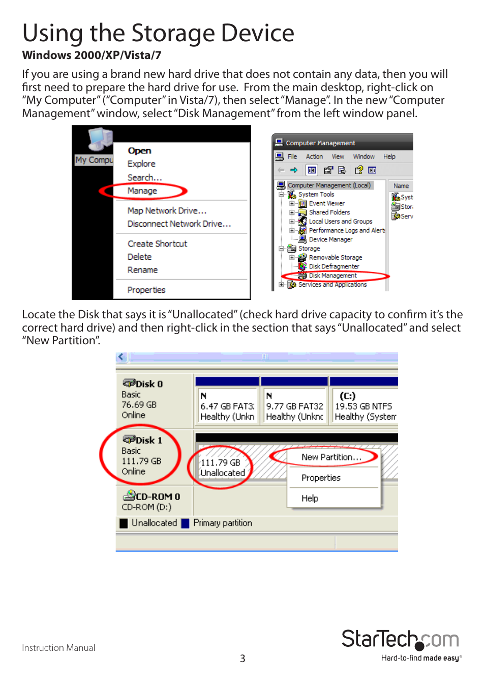 Using the storage device | StarTech.com SAT2510BU32 User Manual | Page 6 / 10