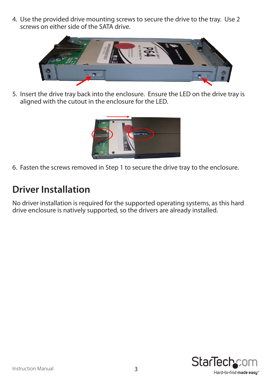 Driver installation | StarTech.com SAT2510B12U3 User Manual | Page 6 / 11