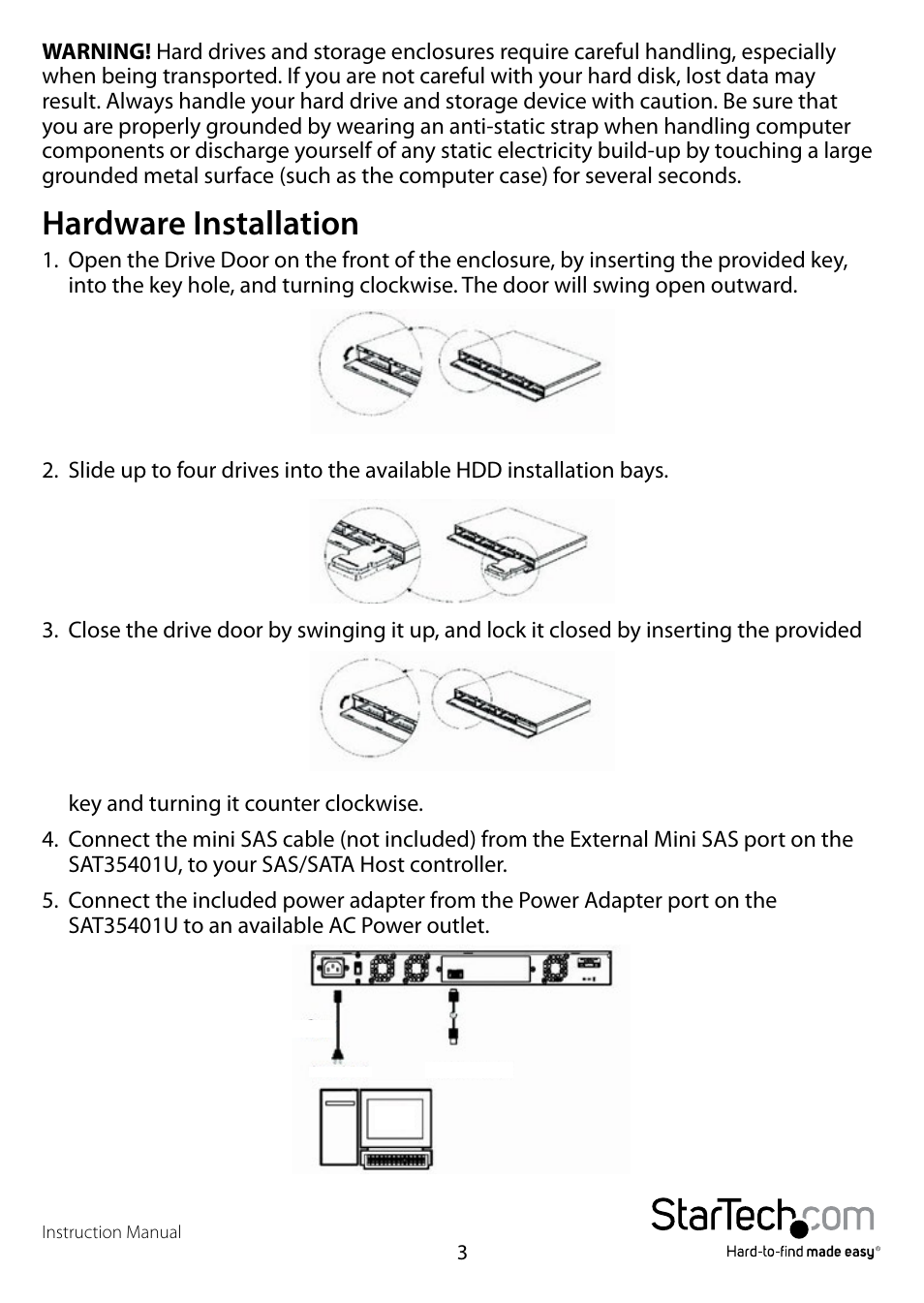 Hardware installation | StarTech.com SAT35401U User Manual | Page 6 / 10