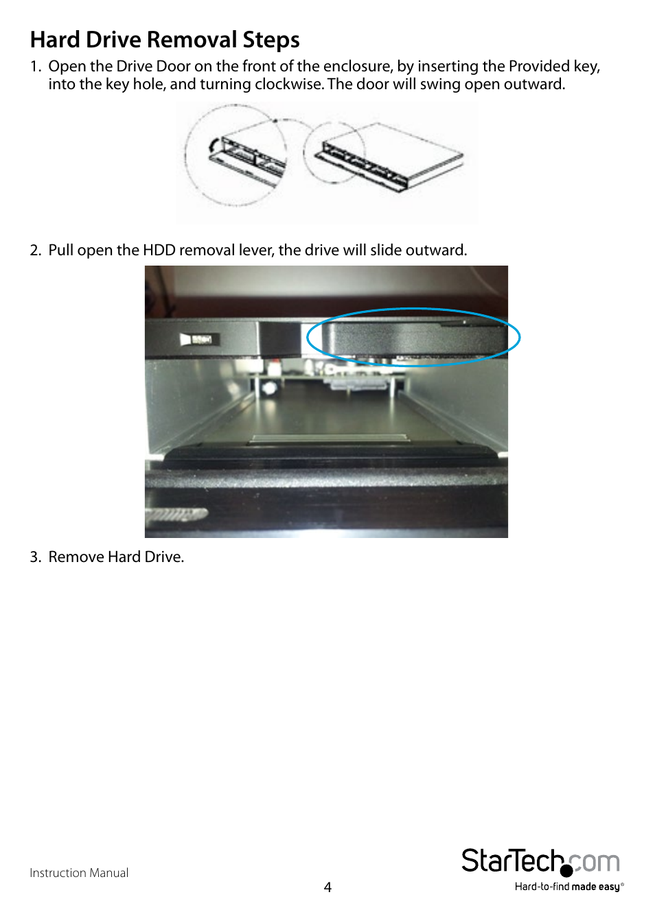 Hard drive removal steps | StarTech.com SAT35401U User Manual | Page 7 / 10