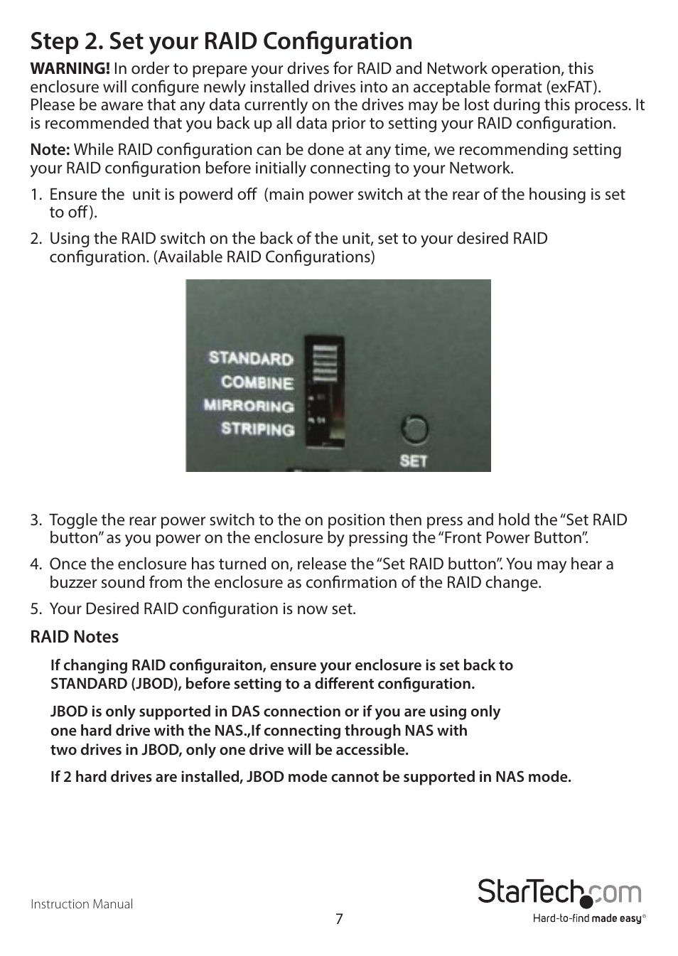 Step 2. set your raid configuration | StarTech.com S352BMU3N Manual User Manual | Page 11 / 77