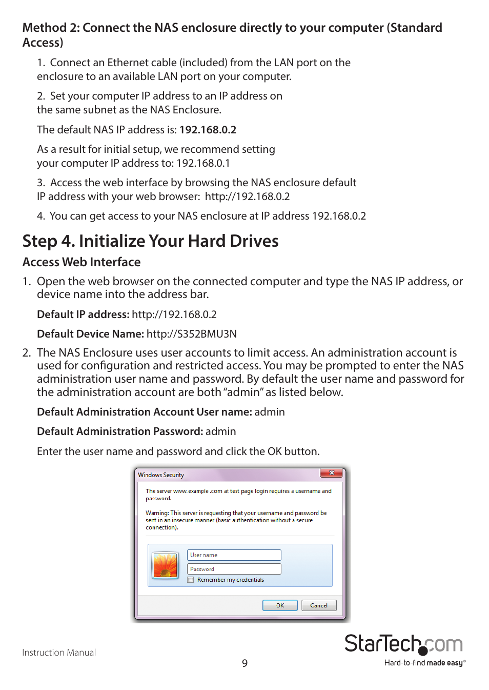 Step 4. initialize your hard drives | StarTech.com S352BMU3N Manual User Manual | Page 13 / 77