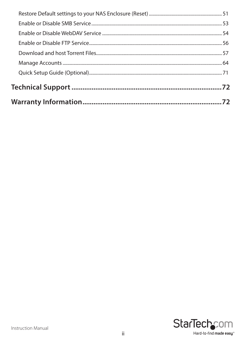 Technical support warranty information | StarTech.com S352BMU3N Manual User Manual | Page 4 / 77