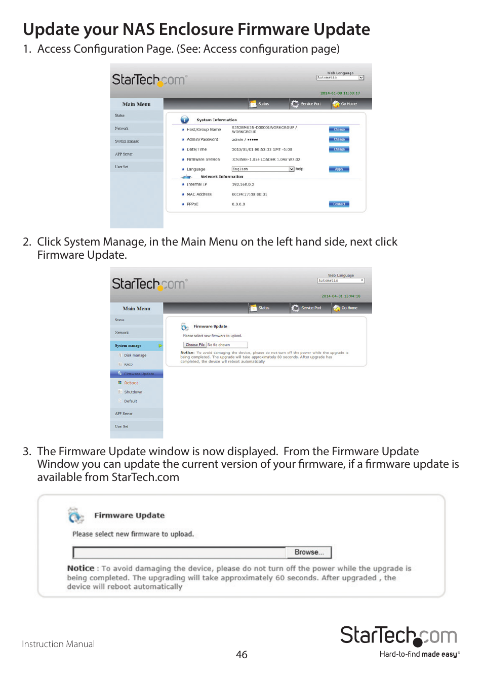 Update your nas enclosure firmware update | StarTech.com S352BMU3N Manual User Manual | Page 50 / 77