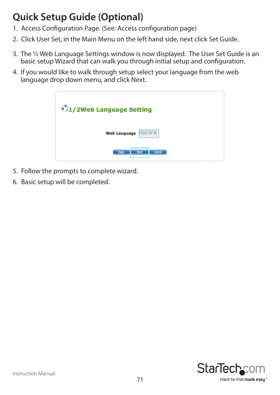 Quick setup guide (optional) | StarTech.com S352BMU3N Manual User Manual | Page 75 / 77