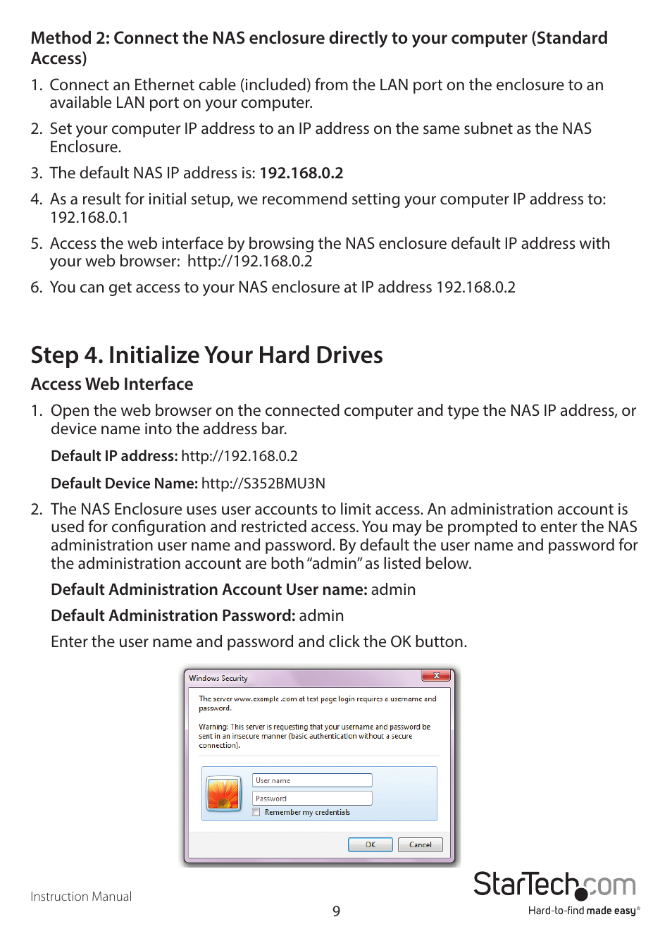 Step 4. initialize your hard drives | StarTech.com S352BMU3N Quick Start User Manual | Page 12 / 28