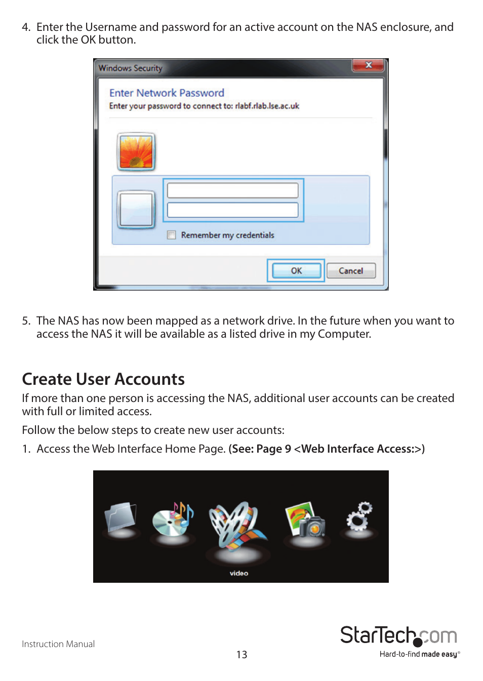 Create user accounts | StarTech.com S352BMU3N Quick Start User Manual | Page 16 / 28