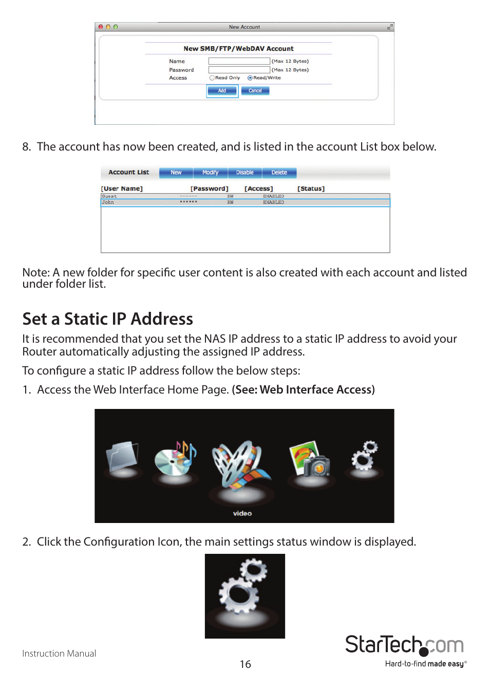 Set a static ip address | StarTech.com S352BMU3N Quick Start User Manual | Page 19 / 28