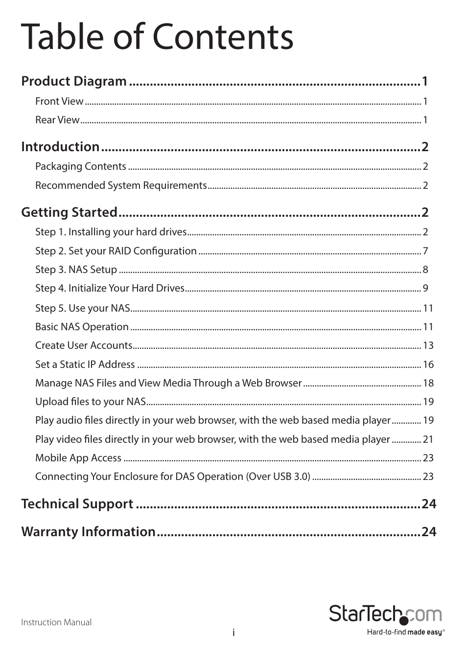 StarTech.com S352BMU3N Quick Start User Manual | Page 3 / 28