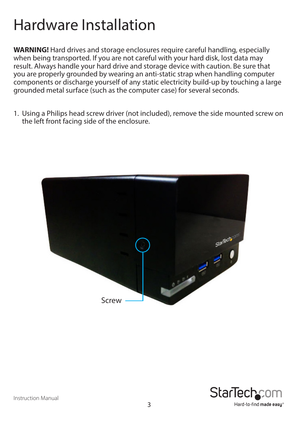 Hardware installation | StarTech.com S352BU33HR Manual User Manual | Page 6 / 18