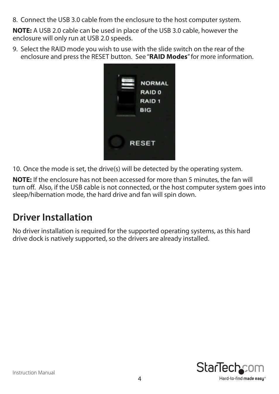 Driver installation | StarTech.com SAT3520U3R User Manual | Page 7 / 12