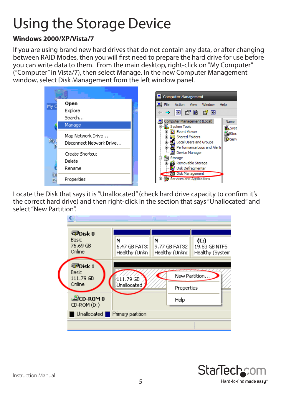 Using the storage device | StarTech.com SAT3520U3R User Manual | Page 8 / 12