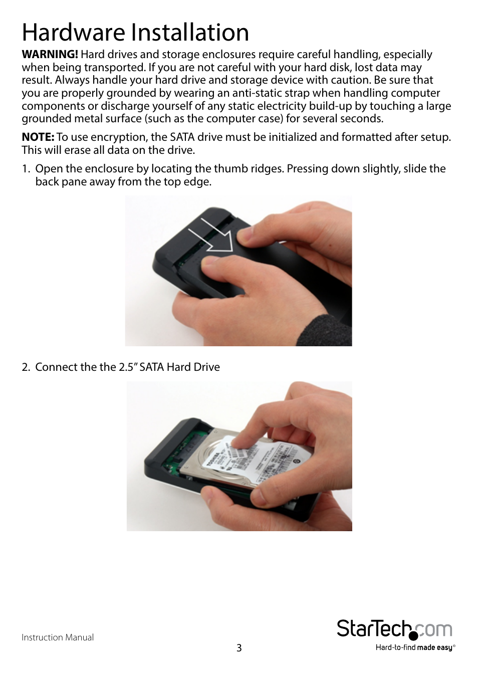 Hardware installation | StarTech.com S2510BU3PWPS User Manual | Page 6 / 12